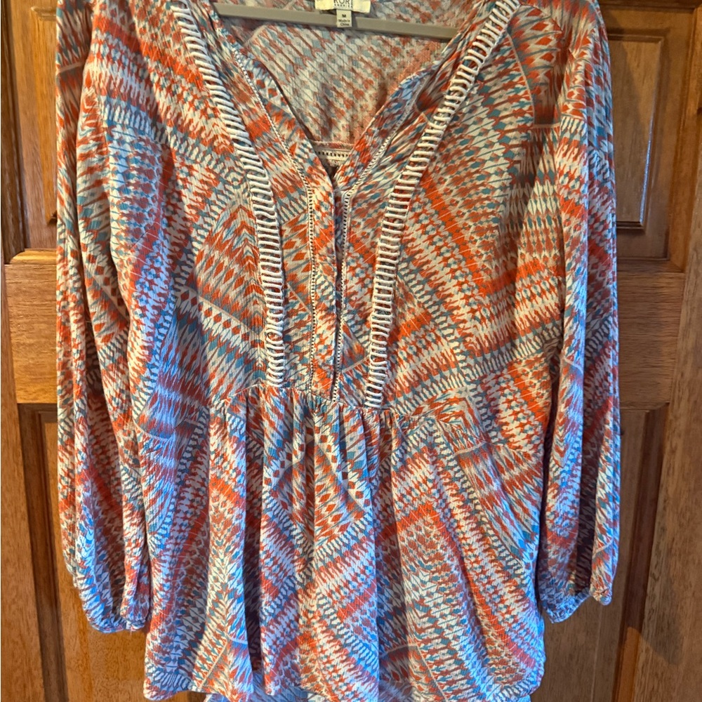 Kori Orange and Blue Patterned Tunic